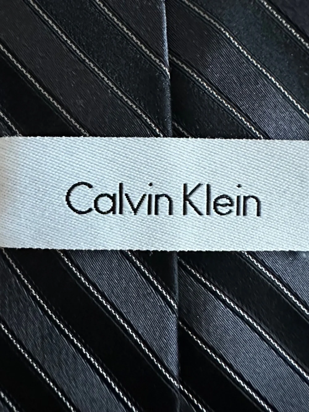 Calvin Klein Classic Black & Gray Pinstripe Silk Tie - Business/Formal Occasions